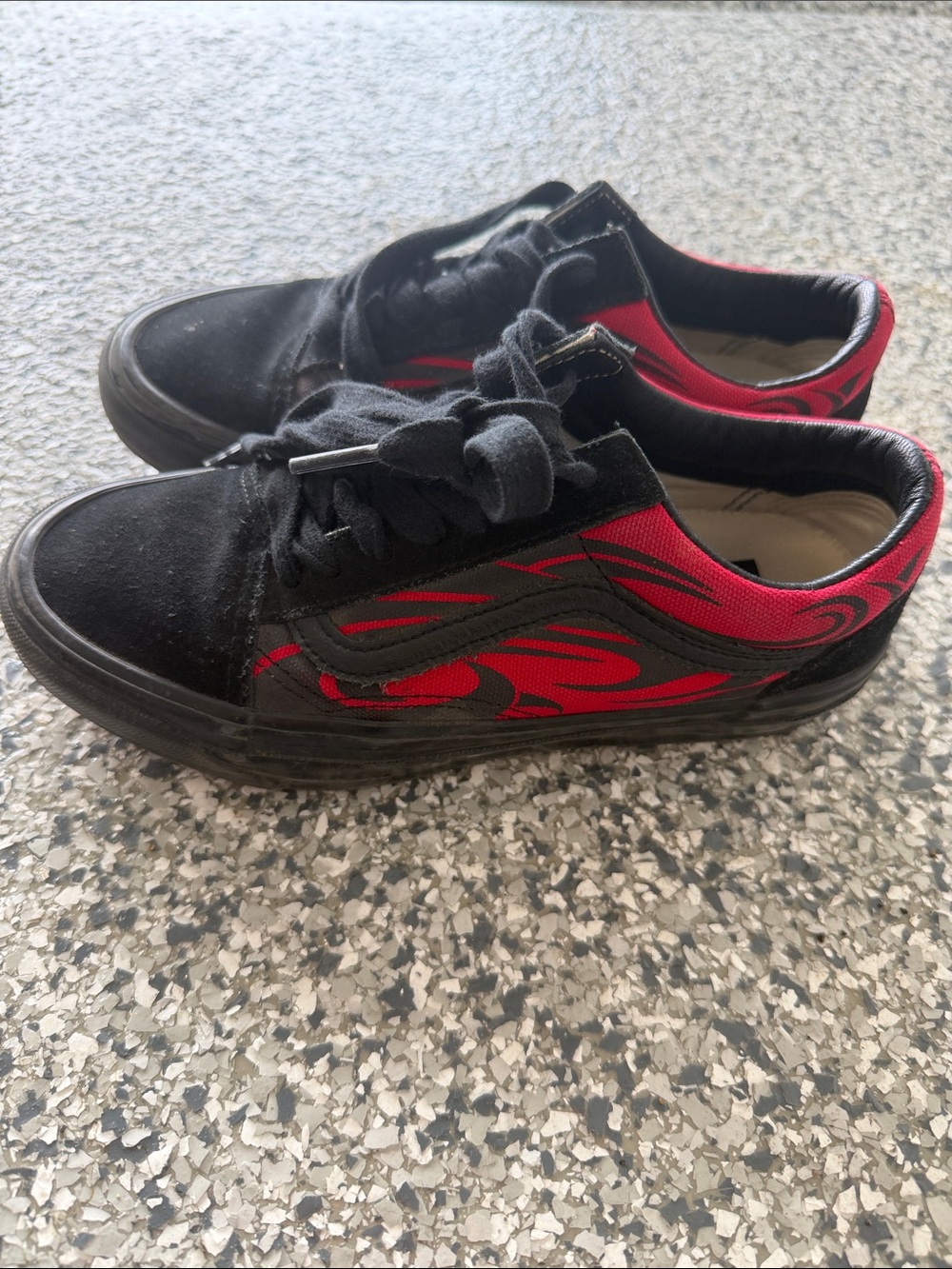 Vans Kids Black and Red Low-Top Skate Shoes